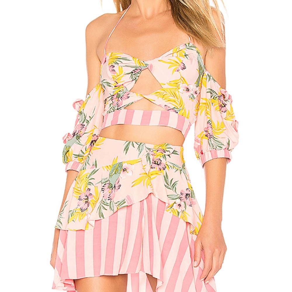 Floral crop top and skirt set